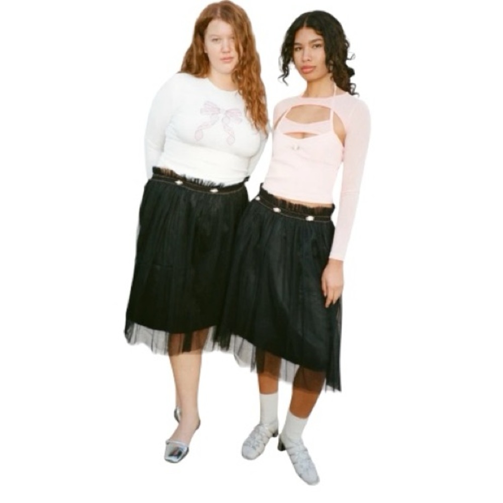 LES MISS New York Carrie Midi Skirt - Black Tulle - Women’s Size Medium - New